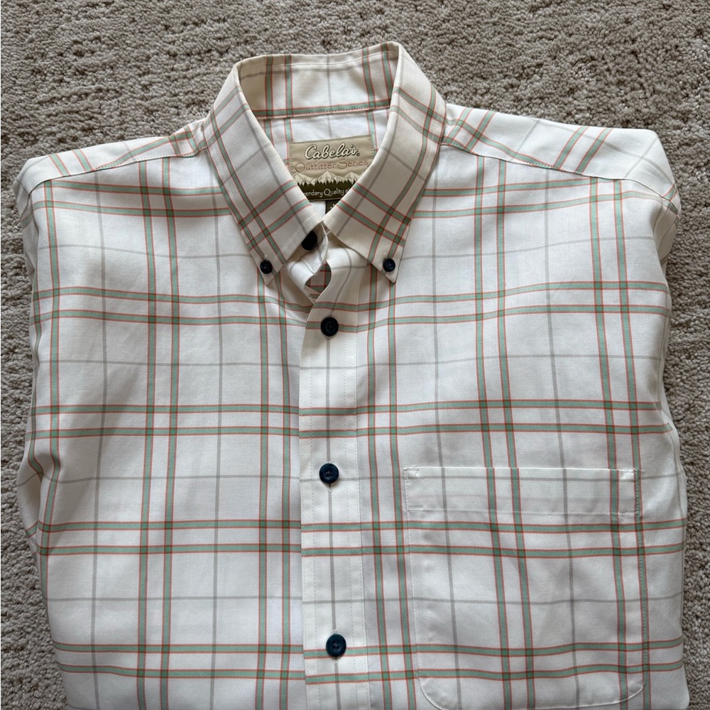 Cabela’s Outfitter Series Men’s Medium Button Down Shirt 100% Cotton Green